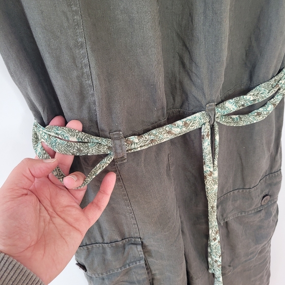 copy size M - Linen, army Green, safari style jumper with awesome pockets. - Picture 9 of 12
